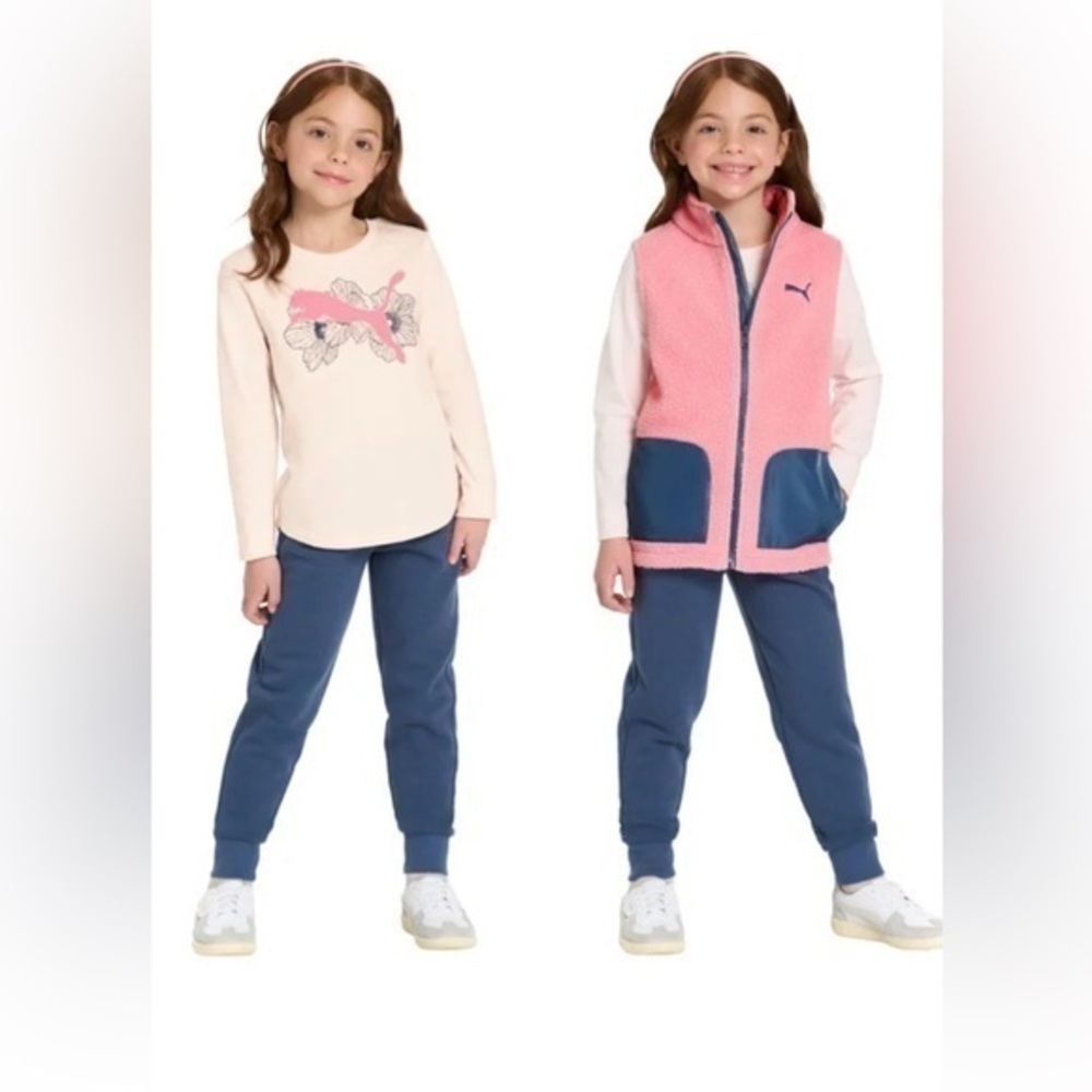NWT Puma Kids Matching Set in Pink and Blue Size 2T